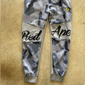 Gray Camouflage Joggers with Black Lettering